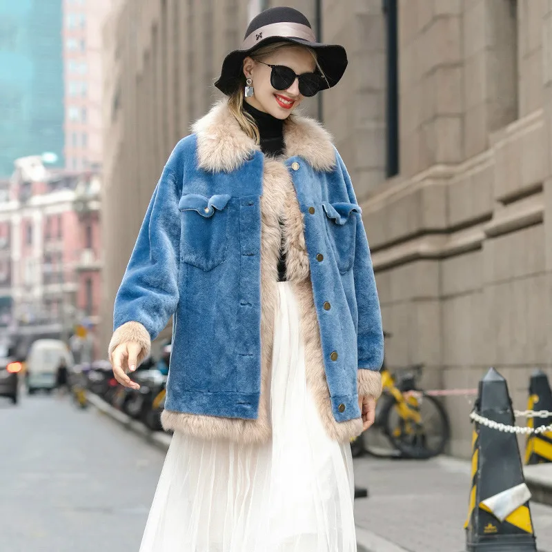 

Natural Real Fur Coat Autumn Winter Wool Jacket Women Clothes 2019 Korean Vintage Double-faced Fur Coats Abrigo Mujer SMG18021