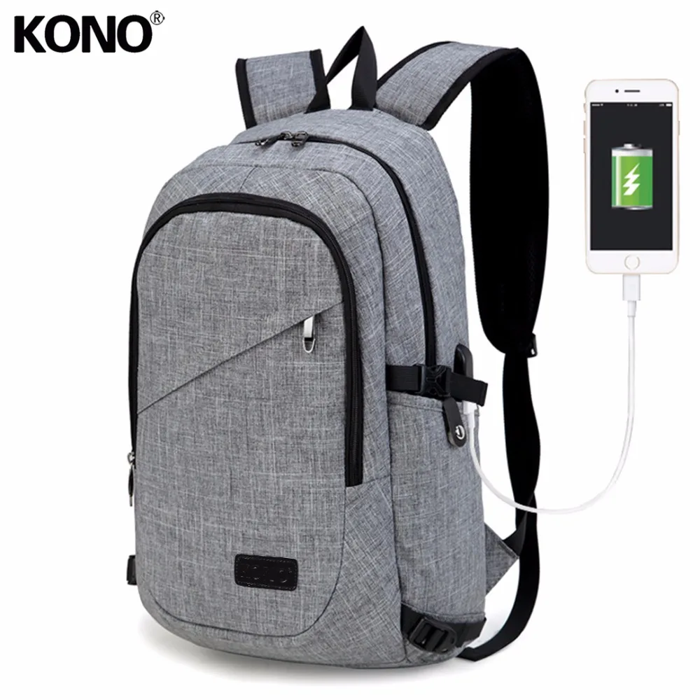 

KONO Women Men Laptop up to 15.6 Inch Backpack with USB Charging Port School Bags for Boys Girls Travel Shoulder Daypack E6715