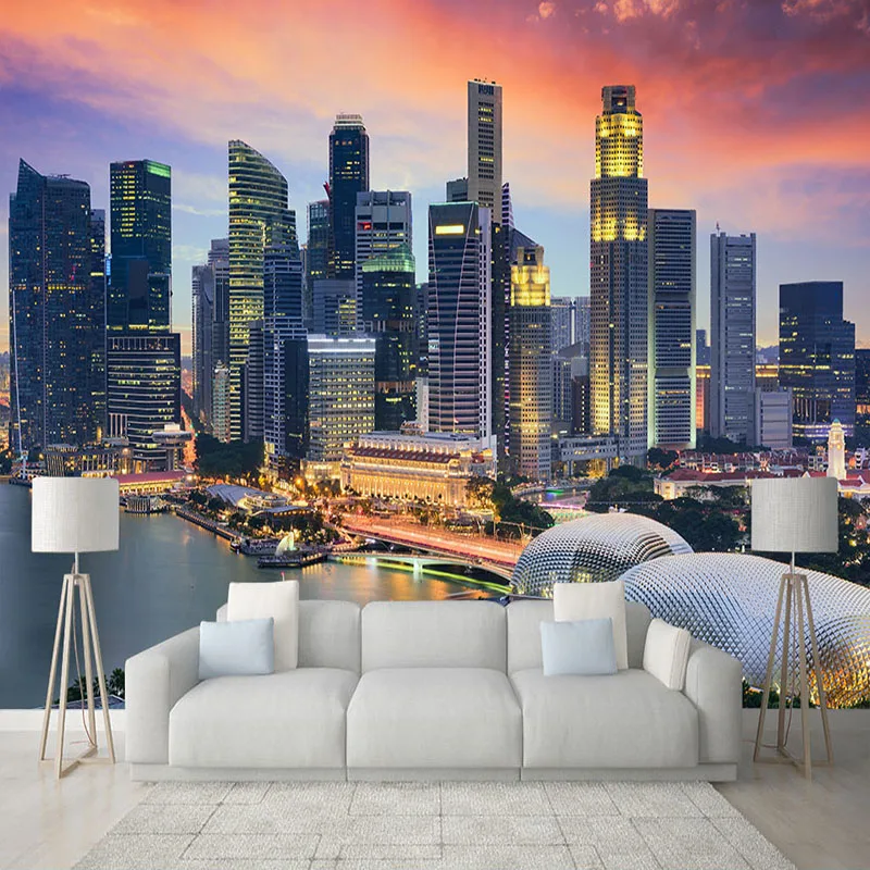 Papel Pintado De Foto Personalizado 3d Singapore City Building