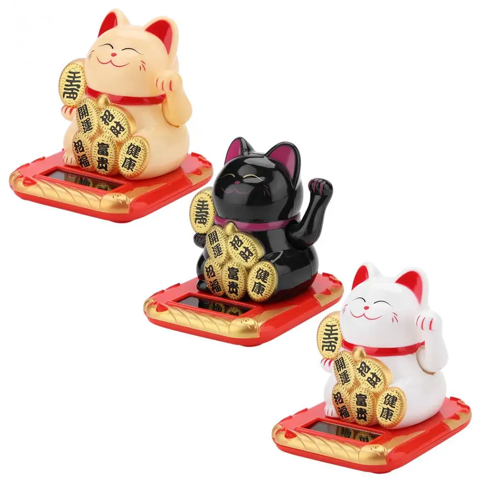 Счастливый Кот на солнечных батареях Maneki Neko приветственный креативный милый пожимающий руки счастливый кот Добро пожаловать кошка ремесло богатство развевающаяся рука кошка