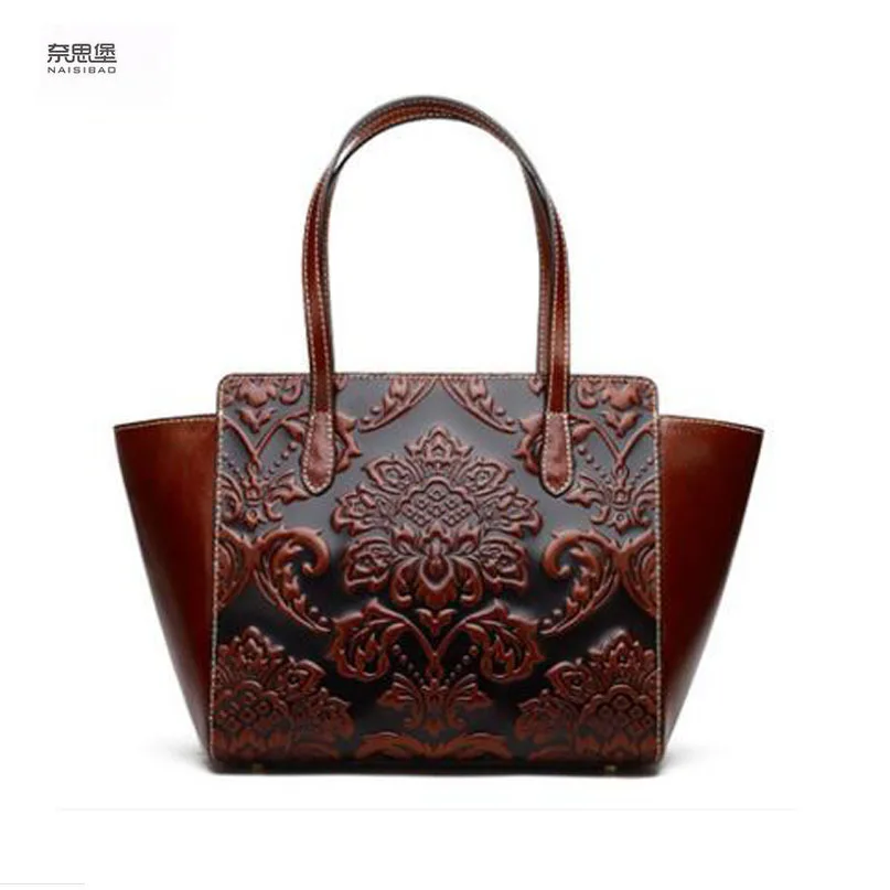 Women bag 2017 New genuine leather bag chinese style embossing fashion