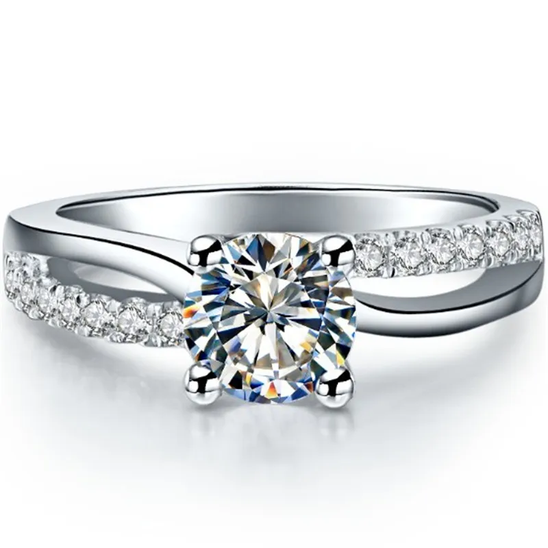 

Test Positive 1CT Moissanite Engagement Ring VVS1 Sterling Silver Ring White Gold Cover Last Forever