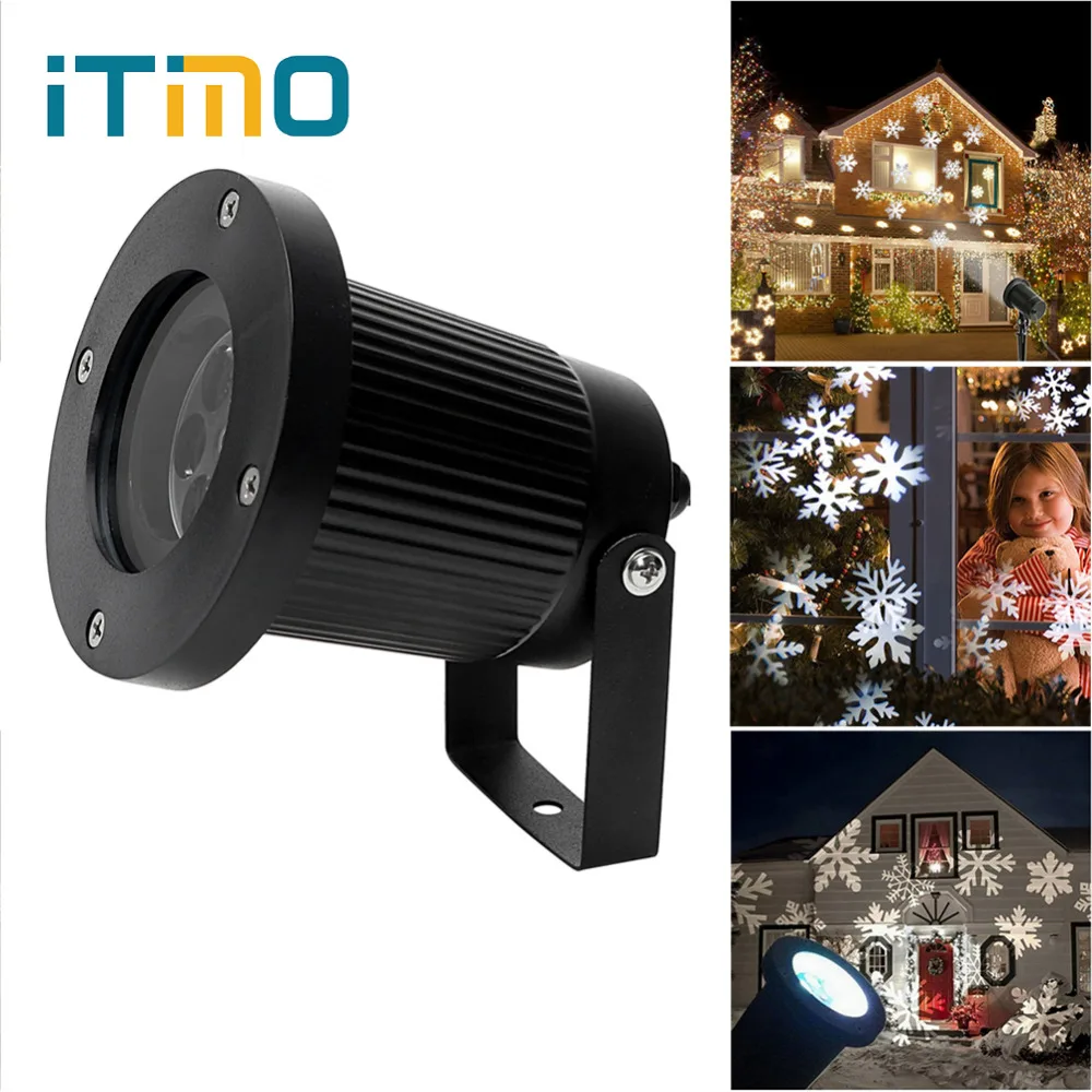 

ITimo Holiday Lighting Snowflake LED Stage Light New Year Christmas Moving Snow Laser Projector Lamp Landscape Garden Waterproof