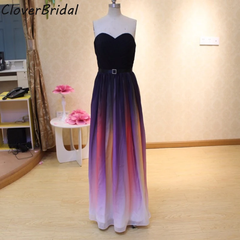 

In Stock sweetheart muti-colored floor length 8th grade graduation dresses 2014 chiffon gown with belt size 2-16