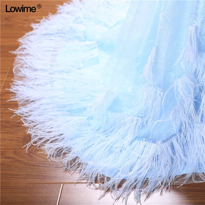Real Photo A-line Sweetheart Evening Dresses 2018 With Beading Crystal Feather Prom Gowns Custom Made vestido de festa (4)