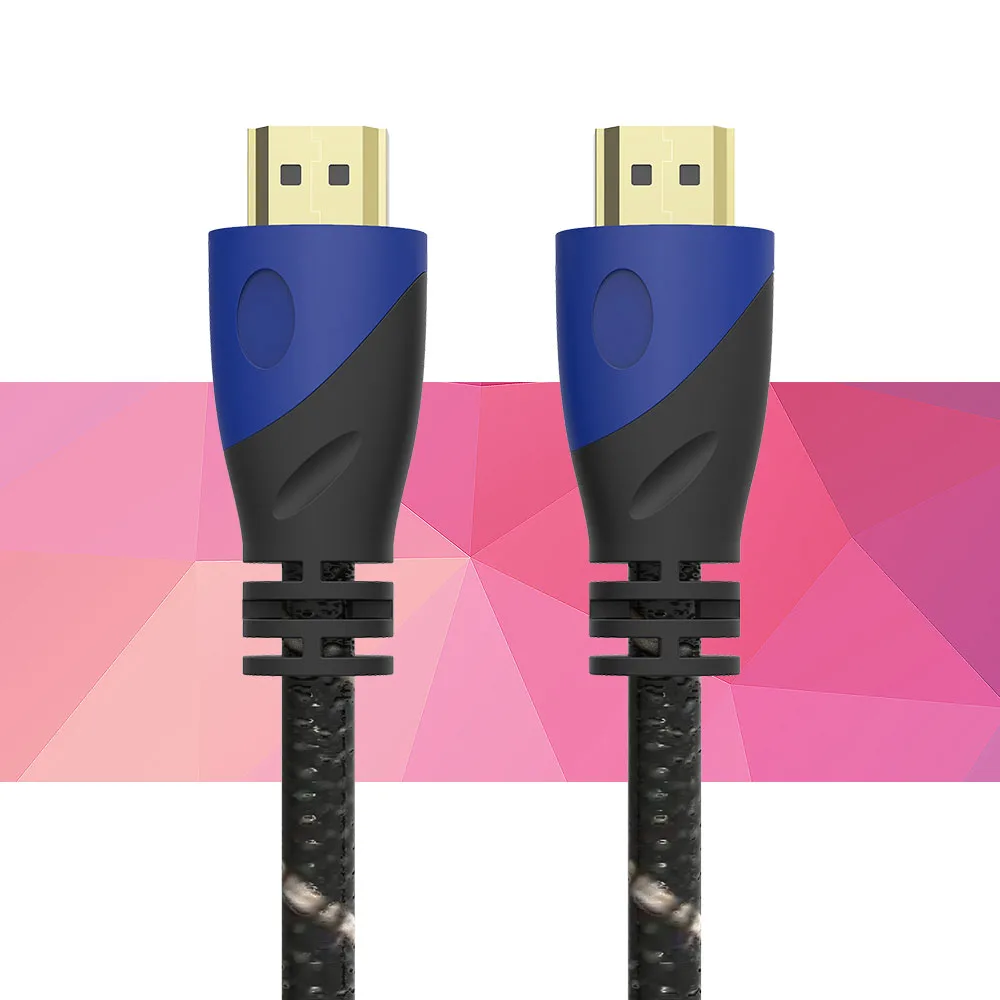 Нейлоновая оплетка кабеля HDMI 0,5 HDMI кабель 1 м 1,5 м 1,8 м 3 м 5 м 10 м кабель HDMI 1080P 3D для PS4 Xbox проектор HD ЖК-дисплей Apple ТВ портативных ПК компьютер - Цвет: Blue HDMI Cable