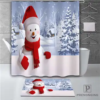 

Custom Christmas_Snowman (1) Waterproof Shower Curtain Doormat Home Bath Bathroom Polyester Fabric Multi Sizes#18-10-18-(2)-27