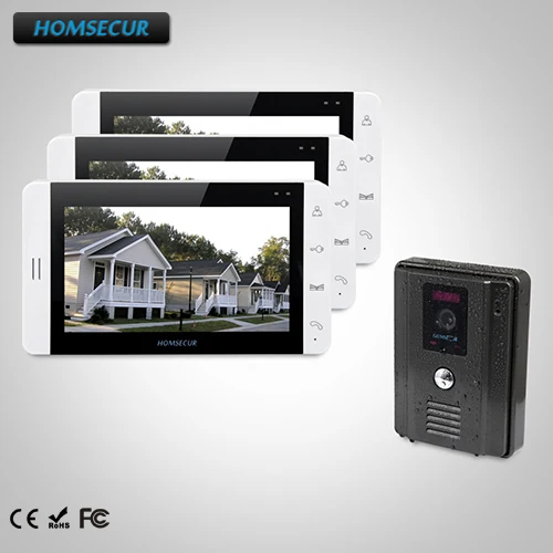 

HOMSECUR 7" Wired Video&Audio Home Intercom with Black Camera for Apartment 1C3M: TC011-B Camera (Black)+TM703-W Monitor (White)