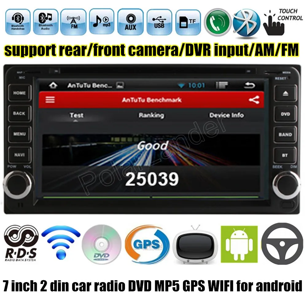 cheap 7 #039; #039; inch 2 din Car DVD radio MP5 MP4 player for Toyota Terios Old Corolla Camry Prado RAV4 GPS Navigation WIFI for Android 4.4