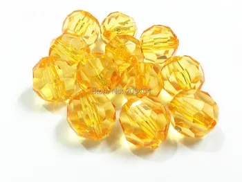 

(Choose Size First) 10mm/12mm/14mm/16mm/18mm/20 Gold/Light Orange Transparent Big Faceted Beads