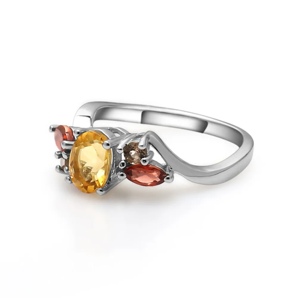 GEM'S балет натуральный цитрин дымчатый кварц гранат кольцо серьги 925 пробы драгоценности из серебра и камней набор для женщин ювелирные изделия
