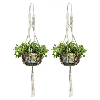 

2pcs Plant Hanger Macrame Versatile Handmade Knotted Jute Woven Flowerpot for Indoor and Outdoor Decoration
