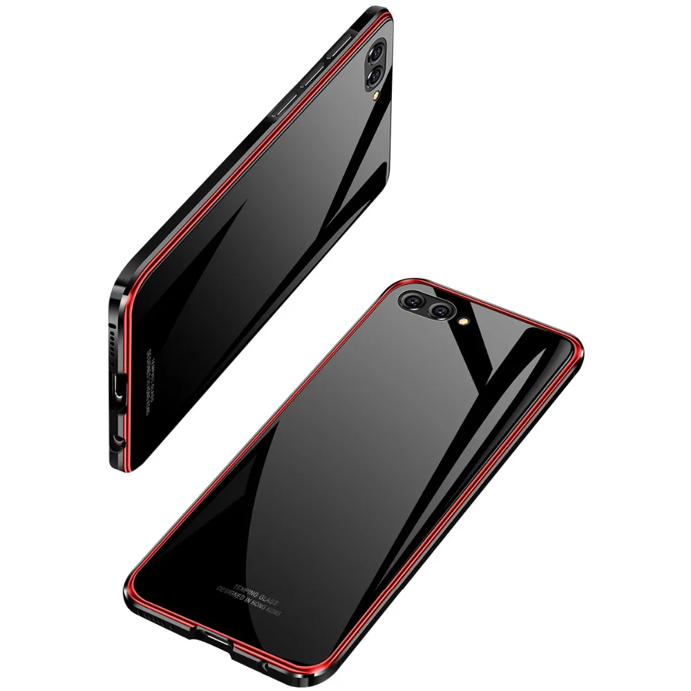 For Huawei Honor 10 Case Luxury Aluminum Metal Bumper for Huawei Honor 10 Transparent Clear Glass Cover For Huawei Honor10 Case