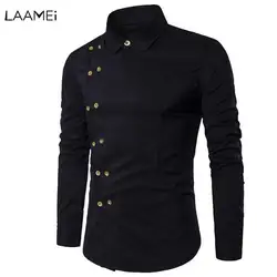 Laamei Мужская рубашка Camisa Masculina для мужчин рубашка двубортное платье с длинным рукавом Slim Fit клубвечерние Вечеринка повседневное