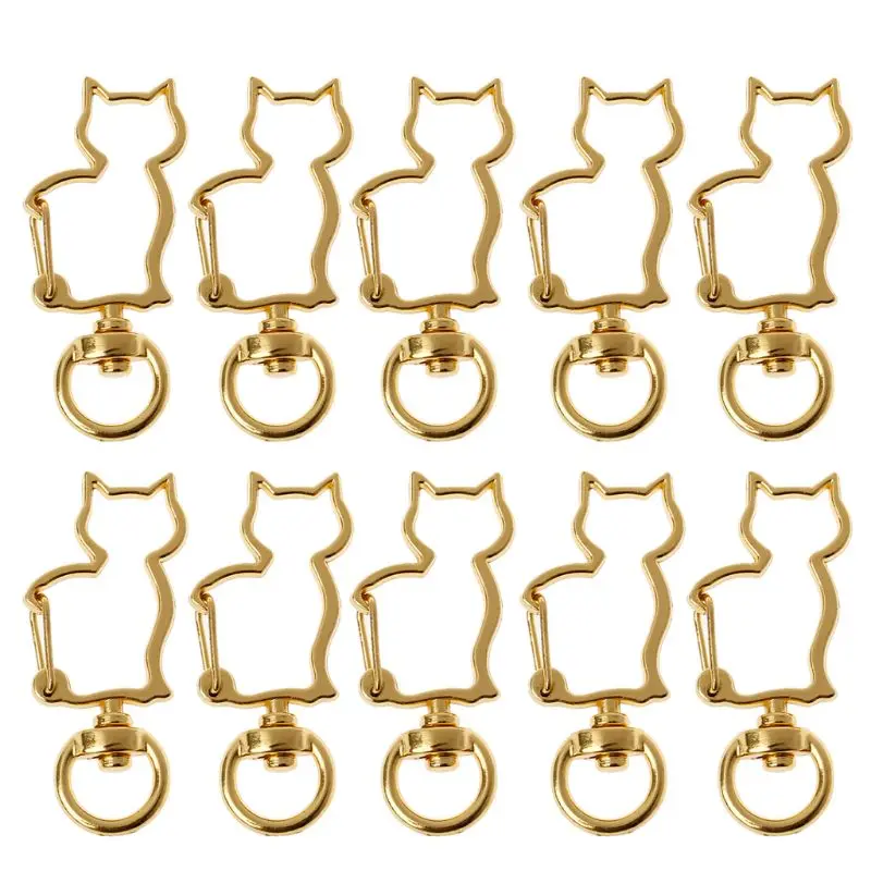 10Pcs Cat Metal Swivel Clasps Lobster Snap Clasp Hook Keychain Jewelry Making 