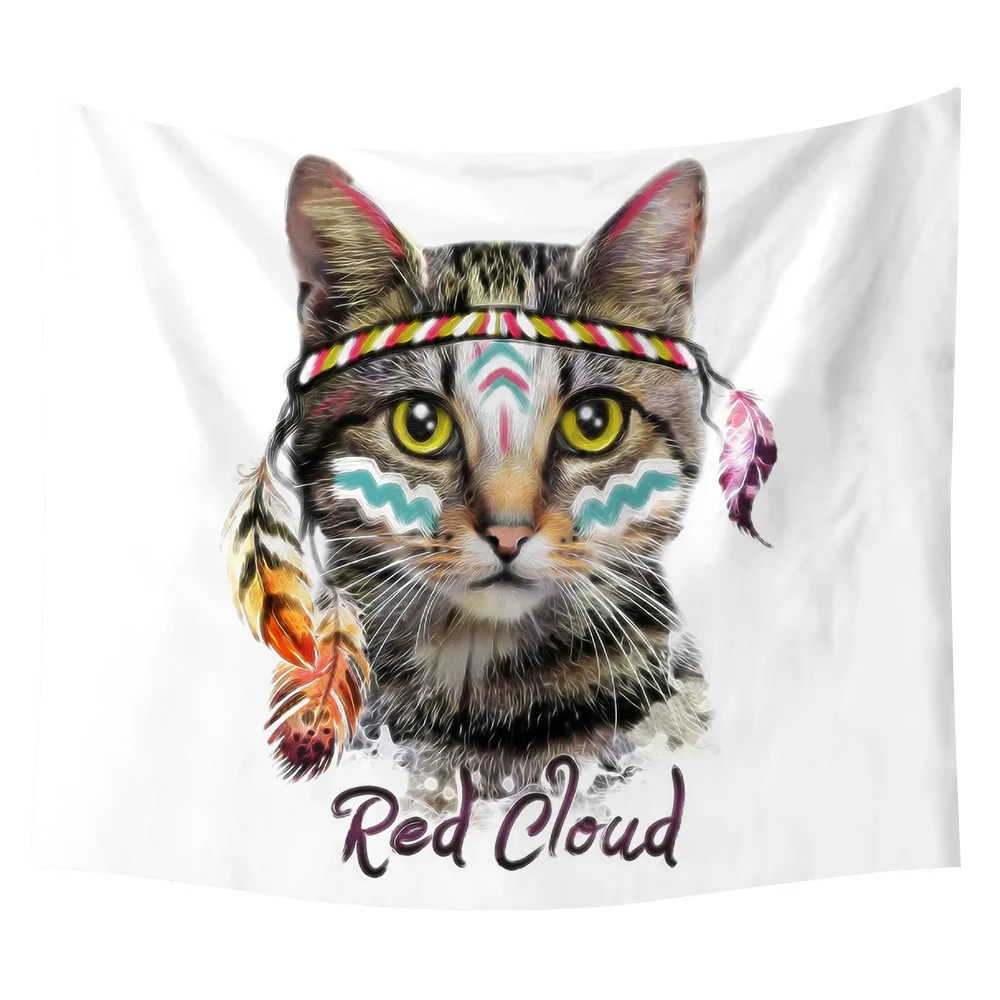 

3D Cute Cat Tapestry Wall Hanging Decorative Wall Carpet Cartoon Bed Sheet for Kids Girls Picnic Mat Animal Bedspreads