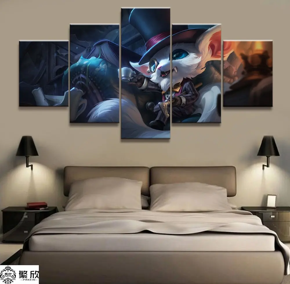

5 Panel LOL League of Legends Gnar Game Canvas Printed Painting For Living Wall Art Home Decor HD Picture Artworks Poster
