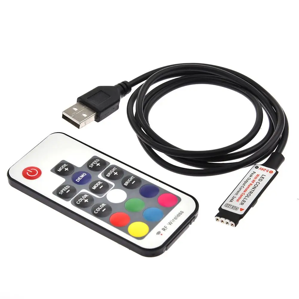DC 5V 24V USB RGB Controller 17 Button RF USB Controller LED Multi Color Controller Dimmerin