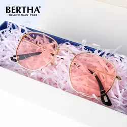 Берта UV400 поляризованные зеркальные солнцезащитные очки для Для женщин модный бренд очки Конструктор металлический каркас Высокое