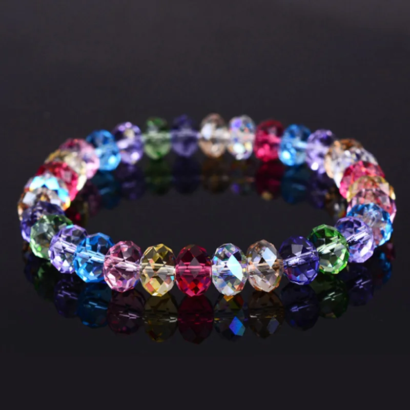 Новая мода Красочные AB кристалл бисерные браслеты для женщин сладкий темперамент браслеты ручной работы и браслеты очаровательные ювелирные изделия - Окраска металла: Colorful