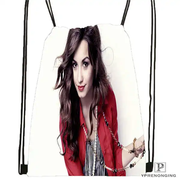 Drawstring Backpack Custom Celebrities Demi Lovato походная сумка на шнурке Cute Daypack Kids Satchel(черная спина) 31x40 cm#180531-03-74 - Цвет: Drawstring Backpack