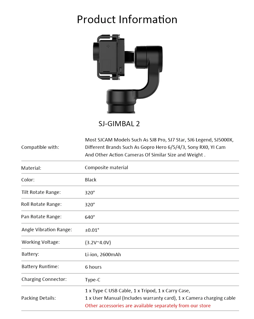 Подарок! SJCAM ручной GIMBAL 2 для SJ6 SJ7 SJ8 серии экшн-камеры 3 оси стабилизатор Bluetooth управление для Yi камеры