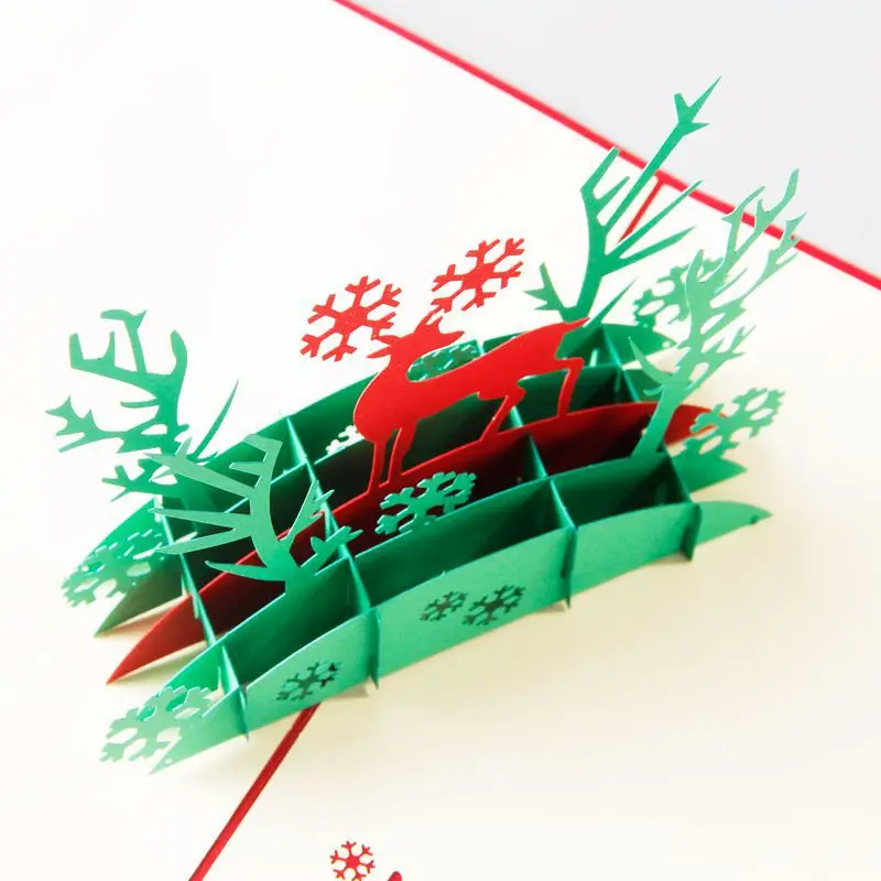 Счастливого Рождества 3D Pop up открытки ручной работы поздравительные открытки для новогоднее; рождественское подарки для детей