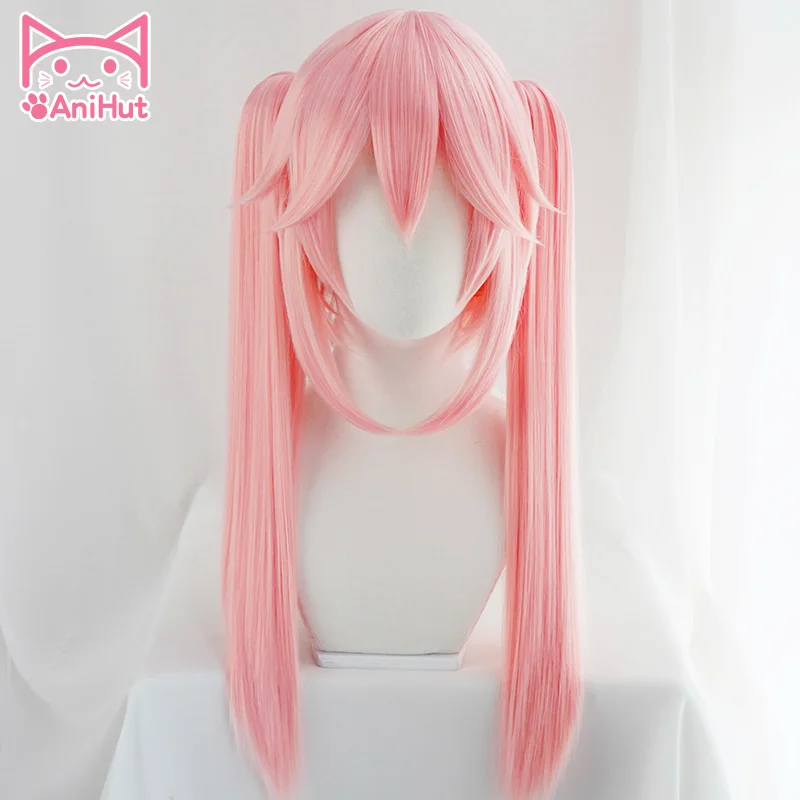 AniHut Tamamo No Mae Bunches Version Fate Grand Order Cosplay Wig Synthetic Pink Women Hair FGO Cosplay Halloween Costumes Hair 