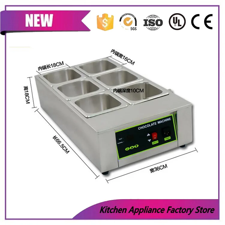 Cheap Free shipping commercial use big capacity 12KG 6 tanks chocolate melt pot maker/chocolate machine  tempering 3