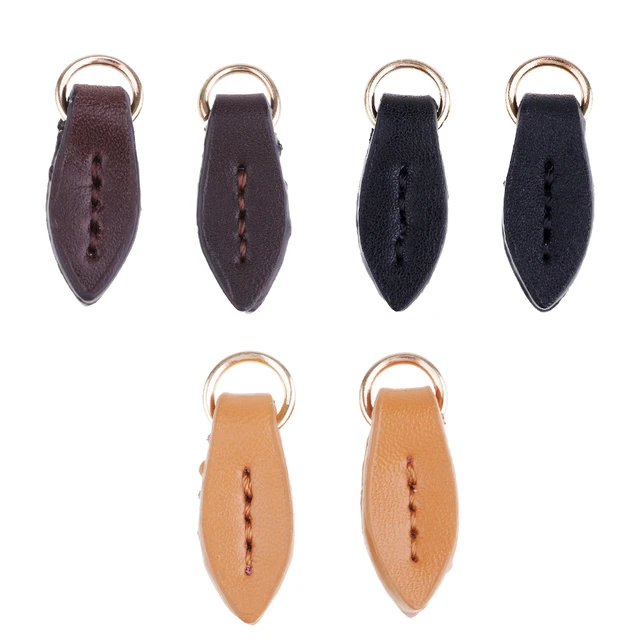 2pcs Leather Zipper Pull Tags Zip Puller Handbag Repair Accessory