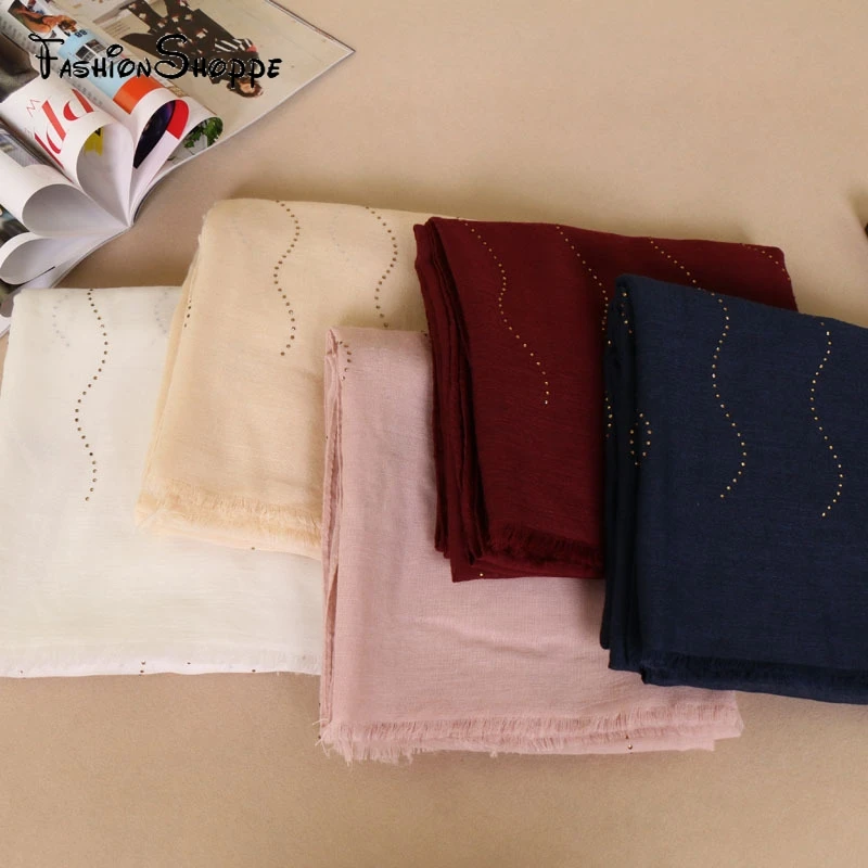 

183cm*83cm 2018 new design rhinestones cotton muslim scarf shawls women hijab wrap scarf islamic hijabs #YS307