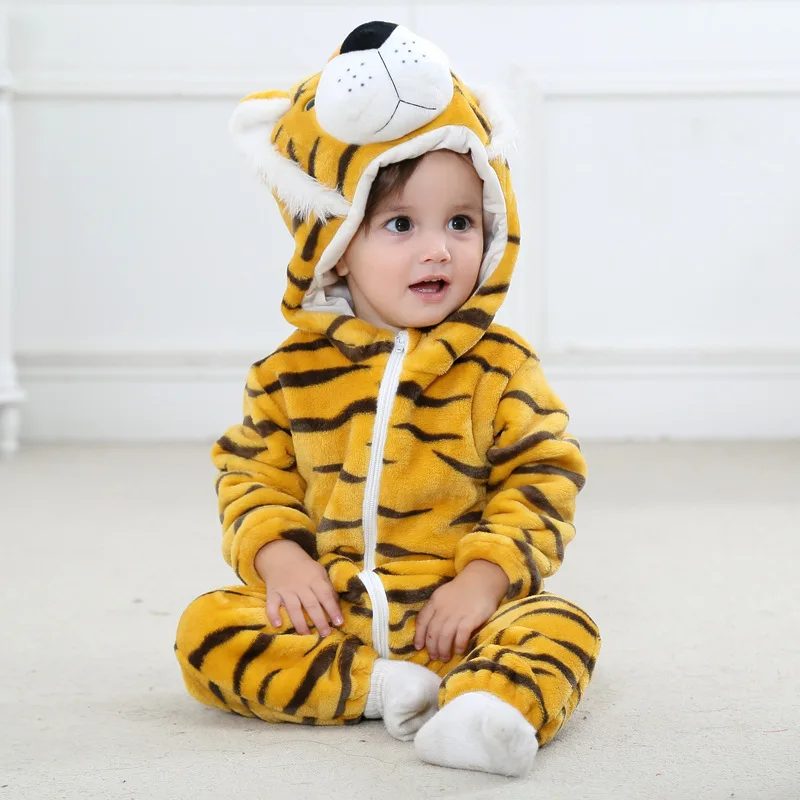 Одежда для младенцев; Комбинезон для маленьких девочек; комбинезоны для мальчиков; детская зимняя одежда для сна с милыми животными для малышей; Одежда для новорожденных - Цвет: tiger