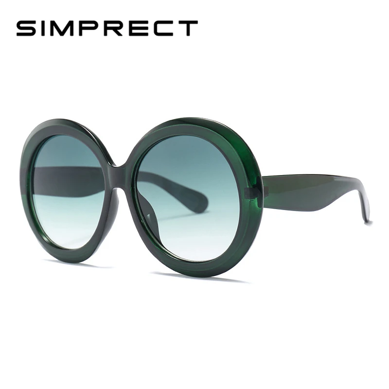 

SIMPRECT 2019 Oversized Round Sunglasses Women Fashion Gradient Black Big Sun Glasses Brand Designer Oculos De Sol Feminino