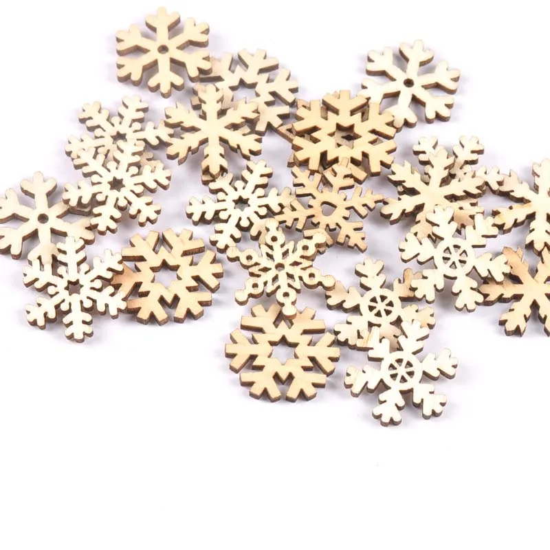 Description Picture 4 of item50pcs mix christmas snowflake pattern Natural wooden Scrapbooking Carft for Home decoration diy embellishment 24mm MT1873