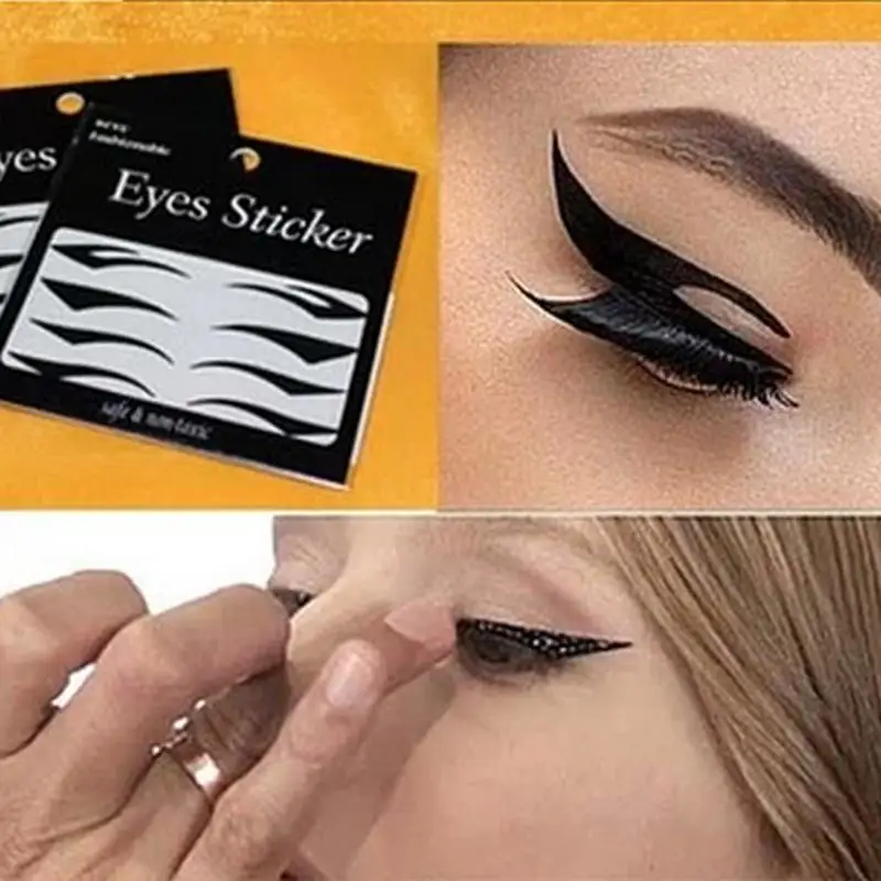 Кошачий стиль подводка для глаз 8 пар черная наклейка для глаз сексуальные временные двойные тени для век Лента Смоки татуировки инструменты для макияжа глаз