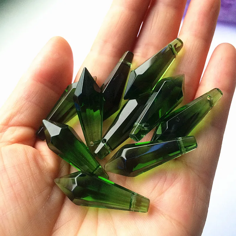 20 шт./лот с ультратонкой оправой 37 мм сверкают зеленые стеклянные кристаллы сосулька, люстры капли, запчасти хрустальной люстры, с украшением в виде кристаллов Стекло люстры-подвесы