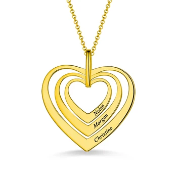 

Sweey Dropshipping Engraved Family Heart Necklace Engraved Names Silver/Gold Valentine Birthday for Ebay/Amazon/Etsy