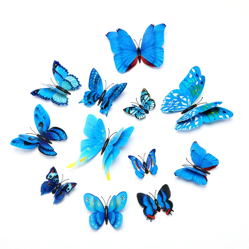 12pcs/lot PVC 3d Butterfly wall decor cute Butterflies ...
