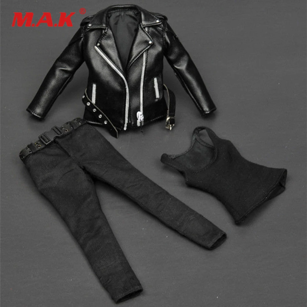 

Female Clothes T-800 1/6 Women Black Leather Jacket ZY15-19 for 12" Action Figure Toys Accessories