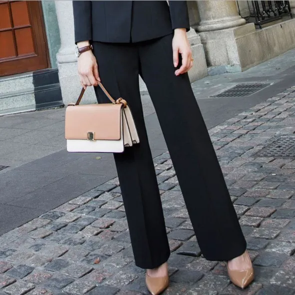 Black White Wide Leg Pant Suits for Women Plus Size Pantsuit Womens 2 Pieces Set Blazer and Pant Office Lady Trouser Suit 4XL