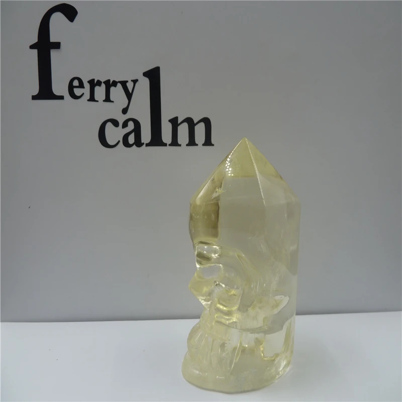 

NATURAL Citrine Quartz Crystal carved skull HEALING T25