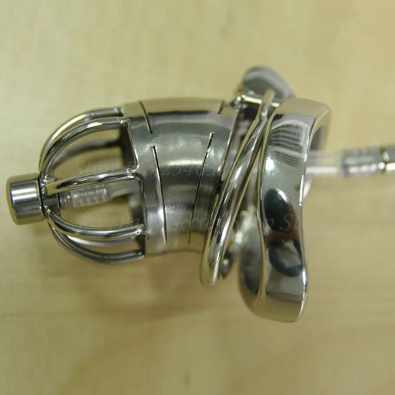 Stainless Steel Stealth Lock Male Chastity Device with Anti-Shedding Ring Urethral Catheter,Cock Cage,Penis Ring Sex Toy For Men