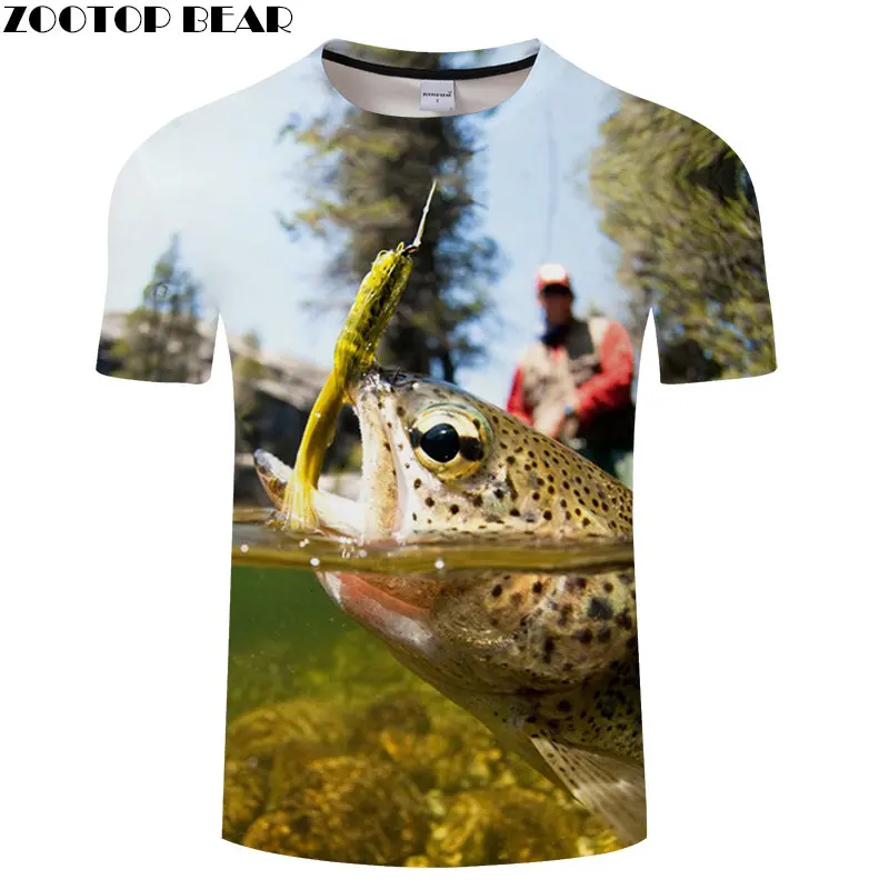 

Fish Eating Bait 3D Printed Men T Shirt Ship Tops T-shirt Tees Casual Summer 2019 Hot Sell Mens tshort Sleeve Shirts ZOOTOP BEAR