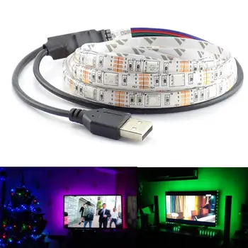 

1M/2M RGB Led Strip USB Waterproof 5V 5050 Usb Tape Ledstrip RGB Stripe Light White bule lighting for TV Backlight home