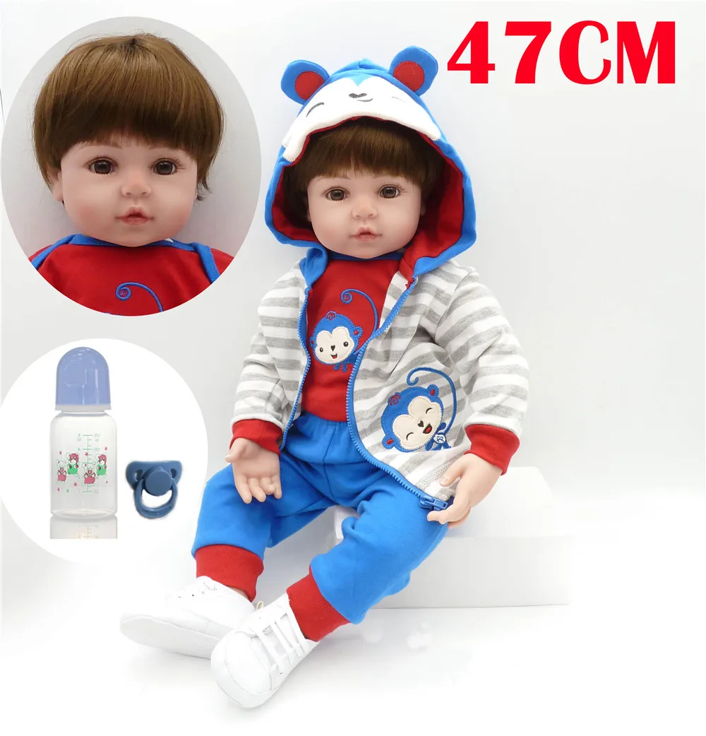 

Bebes Reborn Dolls Realistic baby boy Doll 19"47cm soft body silicone Vinyl Boneca Doll For Girls Birthday Toys gift