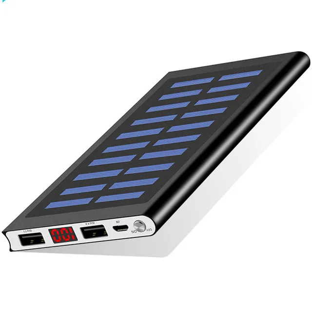 

Solar 30000mah Power Bank External Battery 2 USB LED Powerbank Portable Mobile phone Solar Charger for Xiaomi mi iphone XS 8plu