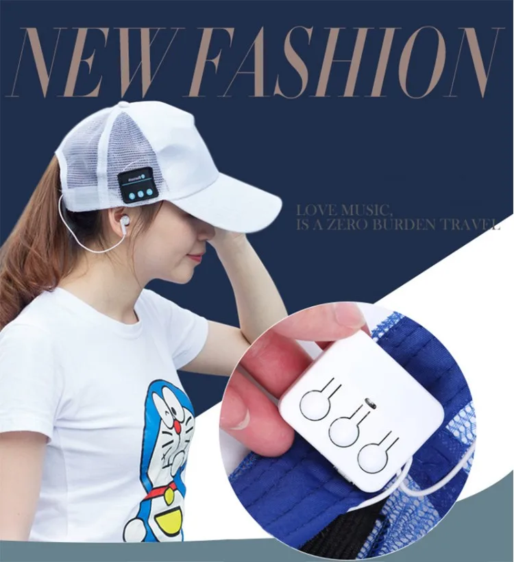 

Stereo Outdoor Sports Cap Handsfree Portable Microphone Wireless Bluetooth Sun Hat Smart Music Headphones For Iphone Samsung