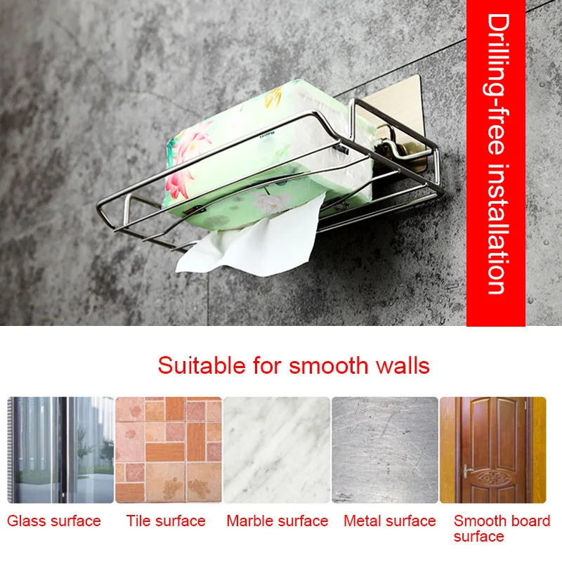 

High Stainless Steel Wall Mounted Storage Rack Tissue Towel Storage Shelf Stand for Bathroom UEJ