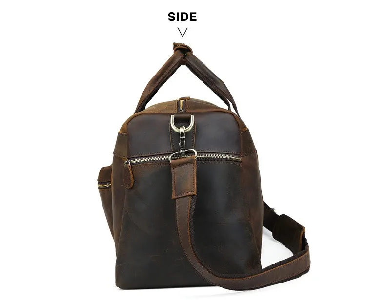 23'' Cowhide Leather Weekender Bag for Men - Woosir