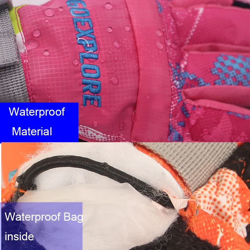 Goexplore best Ski Gloves 2024 Men Women -30 Thicken Waterproof Outdoor Motorcycle Snowboard Snowmobile Snow Mittens Winter Male 3